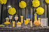 Candy buffet setting with yellow candy theme